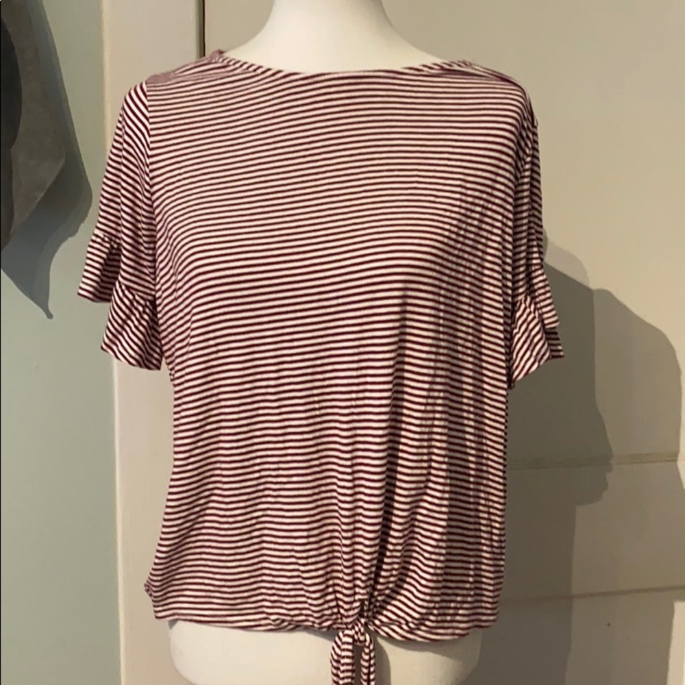 Women’s plus striped crop top tie front 2x